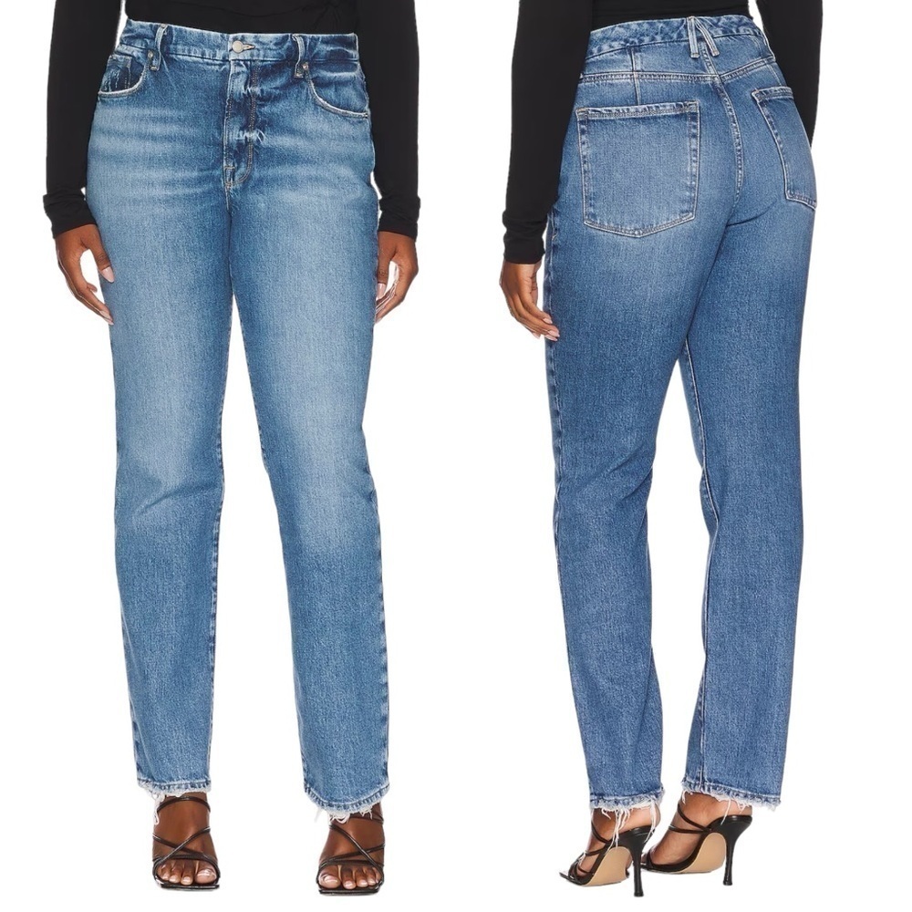 GOOD AMERICAN x REVOLVE Good Icon Jeans with Natural Fray‎ Hem